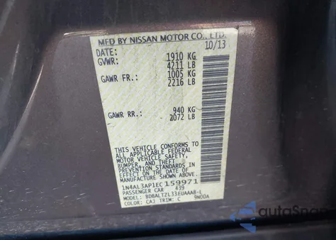 2014 Nissan Altima 2.5 Sv from USA, damaged, VIN 1N4AL3AP1EC159971